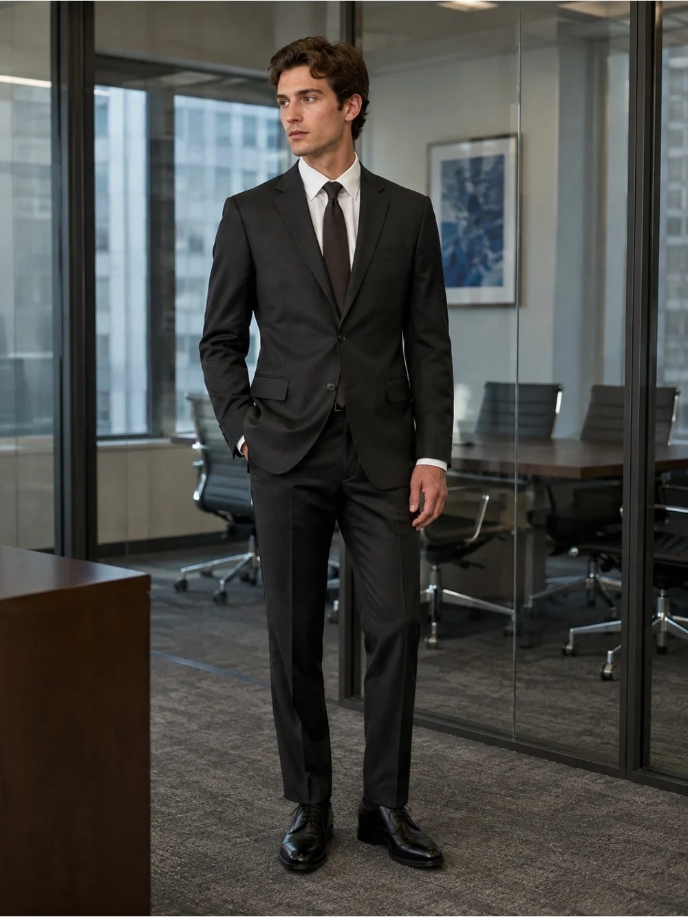 Lord & Taylor 1670 Men's Black Two-Piece Suit